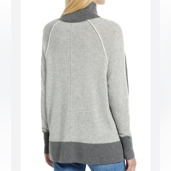 Vineyard Vines 100% Cashmere Two Tone Raglan Mock Neck Sweater in Gray size S - Picture 4 of 15